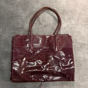 Jessica Simpson Burgundy Croc Tote Bag